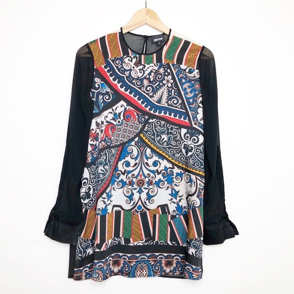 Just Cavalli graphic print, sheer tunic top - Picture 10 of 10